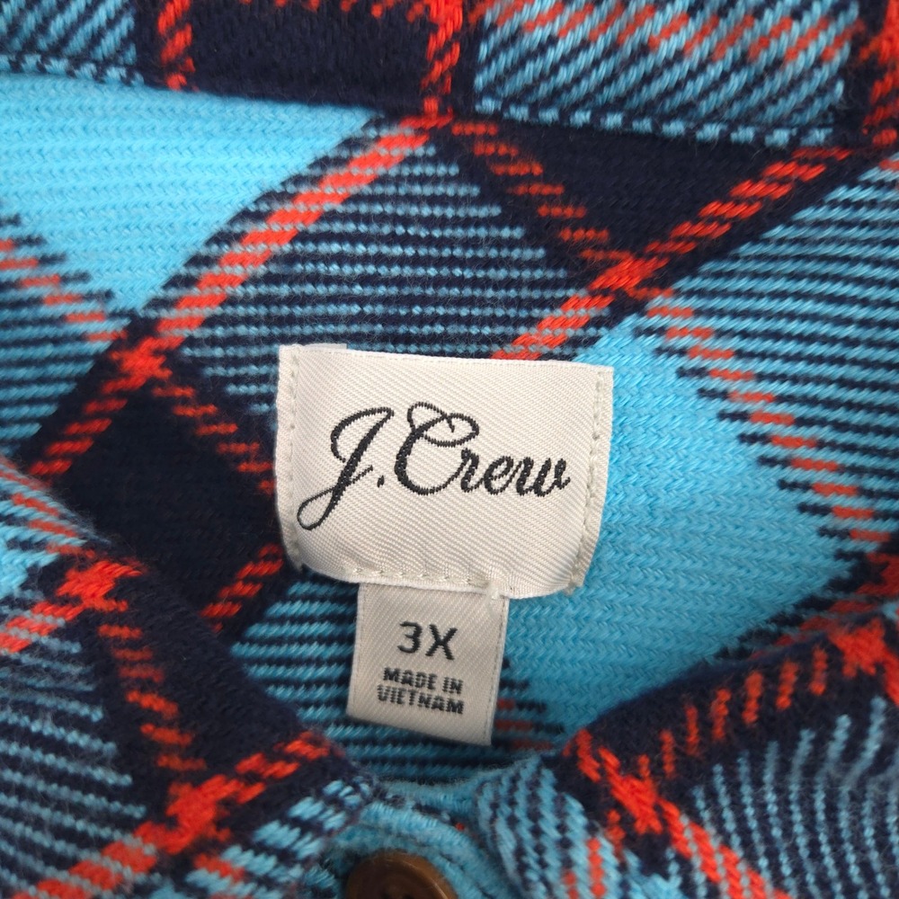 J Crew Flannel Shirt Jacket Womens 3X Blue Red Stanton Plaid Heavyweight Shacket - Picture 8 of 10